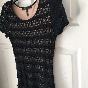 BCBGMaxAzria Black Lace Bodycom short Sleeve Dress